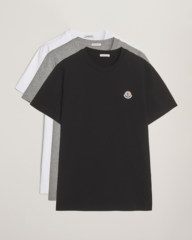 Moncler 3-Pack Logo T-Shirt Grey/White/Black – Blanc