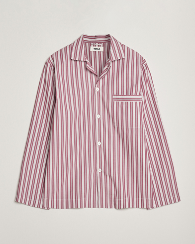 Tekla Poplin Pyjama Shirt Rhubarb Stripes – Rouge