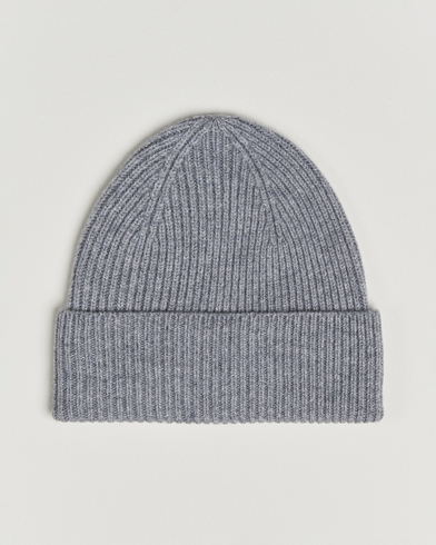  Amanda ChristensenRib Knitted Merino Wool CapLight Grey Melange – Gris