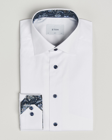 Eton Slim Fit Signature Twill Contrast Shirt White – Blanc