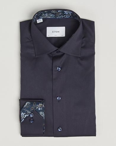 Eton Slim Fit Signature Twill Contrast Shirt Navy – Bleu