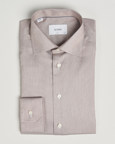 Eton Slim Fit Signature Twill Paspoal Shirt Beige – Beige