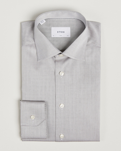 Eton Slim Fit Signature Twill Shirt Beige – Gris