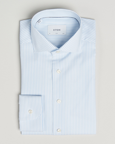 Eton Slim Fit Bengal Striped Oxford Shirt Light Blue – Bleu