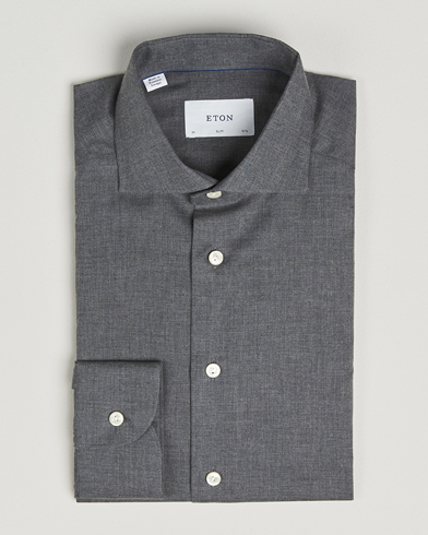 Eton Slim Fit Wrinkle Free Flannel Shirt Dark Grey – Gris