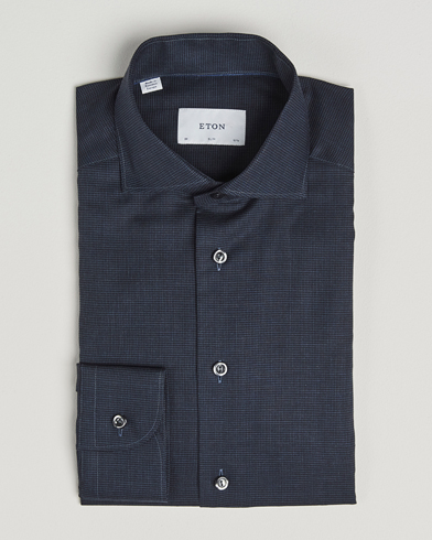 Eton Slim Fit Checked Wrinkle Free Flannel Shirt Navy – Bleu