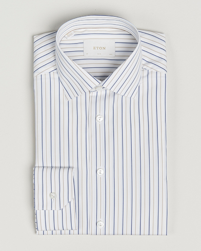Eton Slim Fit Striped Supima 120 Shirt White – Blanc