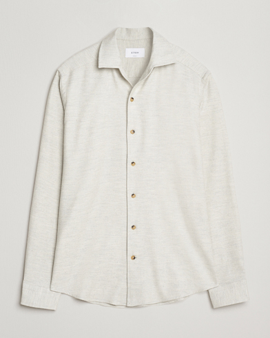 Eton Casual Fit One Piece Collar Flannel Shirt Light Grey – Gris