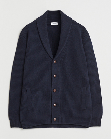 Eton Wool Knitted Shawl Collar Cardigan Navy – Bleu