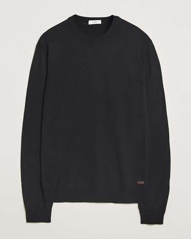 Eton Merino Knitted Crew Neck Black – Noir