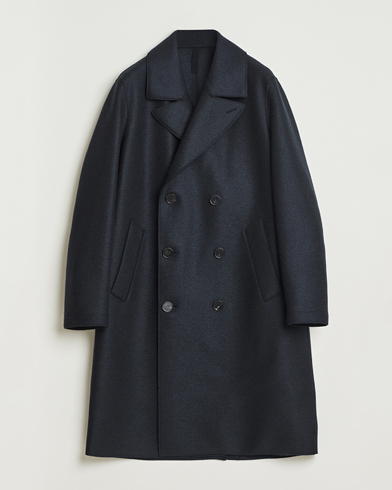 Harris Wharf London Pressed Wool Long Peacoat Dark Blue – Bleu
