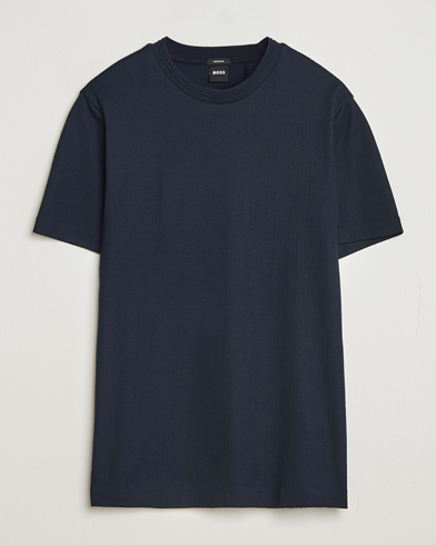 BOSS BLACK Thompson Structured Crew Neck T-Shirt Dark Blue – Bleu
