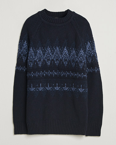 BOSS ORANGE Karombo Wool Fairisle Sweater Dark Blue – Bleu