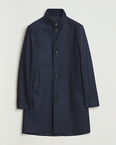 J.Lindeberg Jesse Stand Up Wool Melton Coat Navy – Bleu