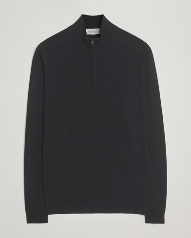 John Smedley Barrow Extra Fine Merino Half Zip Black – Noir