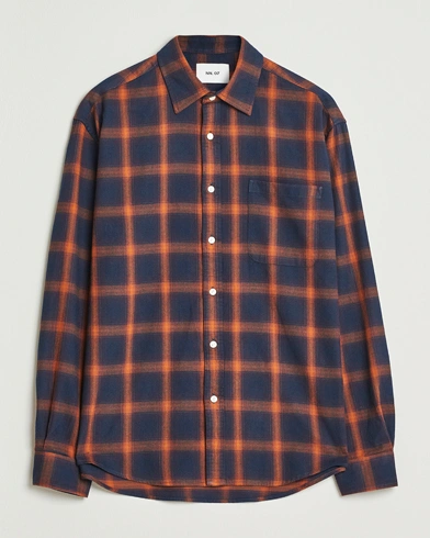 NN07 Deon Flannel Checked Shirt Navy/Orange – Bleu