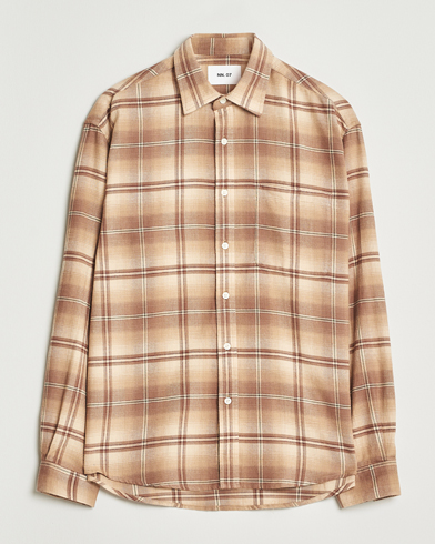 NN07 Deon Flannel Checked Shirt Camel – Marron