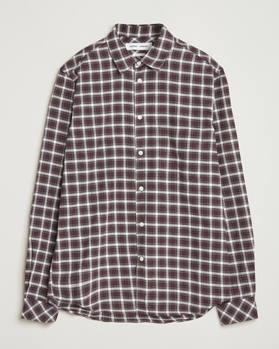 Samsøe Samsøe Liam Brushed Cotton Checked Shirt Raisin – Marron