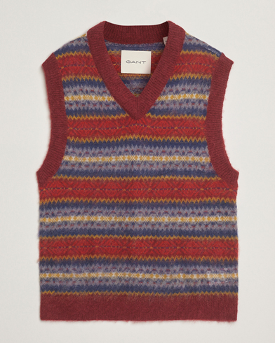 Gant Brushed Fair Isle Vest Plumped Red – Rouge