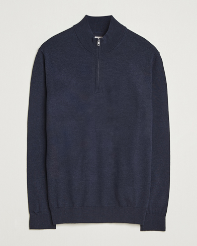 NN07 Sergio Merino Half Zip Navy Melange – Bleu