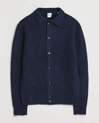 Aspesi Brushed Shetland Cardigan Navy – Bleu
