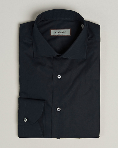 Canali Slim Fit Cotton/Stretch Shirt Navy – Bleu