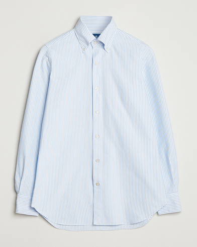 Finamore Napoli Gaeta Oxford Button Down Shirt Light Blue Stripe – Bleu