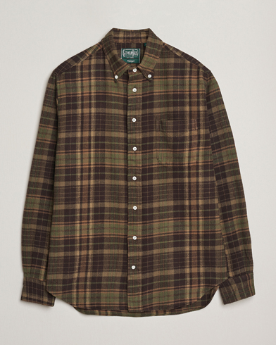 Gitman Vintage Brushed Winter Madras Button Down Shirt Brown/Olive – Marron
