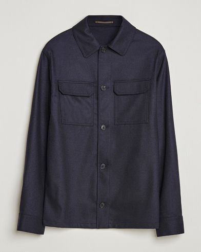 Incotex Flannel Overshirt Navy – Bleu