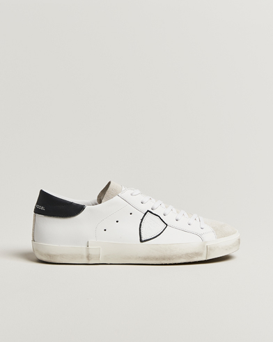 Philippe Model Prsx Low Top Leather Sneakers White/Black – Blanc