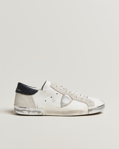 Philippe Model Prsx Low Top Leather Sneakers White/Silver – Blanc