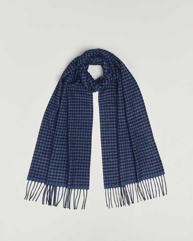 Piacenza Cashmere Cashmere/Silk Houndstooth Scarf Dark Blue – Bleu