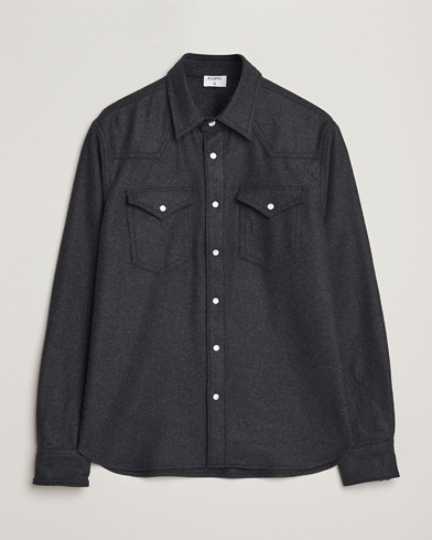 Filippa K Western Wool Shirt Anthracite Melange – Gris