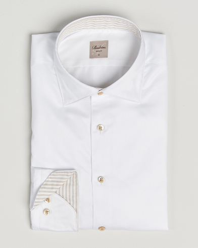 Stenströms Regular Fit Cotton Twill Contrast Shirt White – Blanc