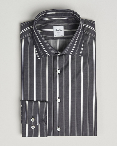 Stenströms Regular Fit Mixed Stripe Twill Shirt White/Black – Gris