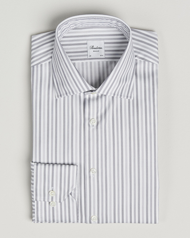 Stenströms Regular Fit Striped Cut Away Shirt Grey – Gris