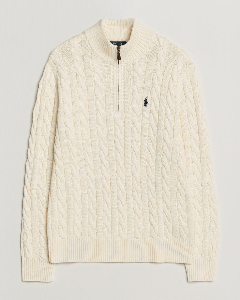 Polo Ralph Lauren Cotton Cable Half Zip Andover Cream – Blanc