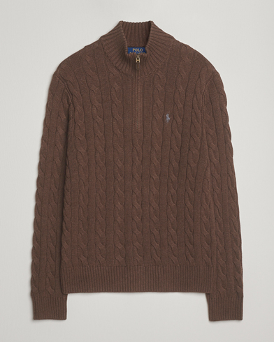 Polo Ralph Lauren Cotton Cable Half Zip Nutmeg Brown Heather – Marron