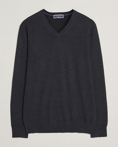 Charles Tyrwhitt Pure Merino V-Neck Jumper Dark Charcoal – Gris