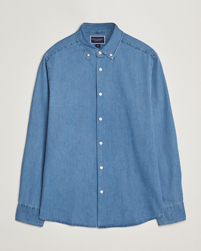 Charles Tyrwhitt Slim Fit Button Down Denim Shirt Ocean Blue – Bleu