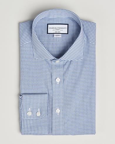 Charles Tyrwhitt Slim Fit Non Iron Poplin Gingham Shirt Royal Blue – Bleu