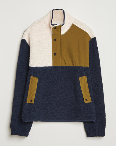 Drake's Colourblock Half-Zip Fleece Navy/Ecru/Yellow – Bleu