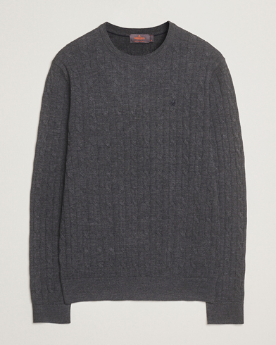 Morris Merino Cable O-Neck Grey – Gris