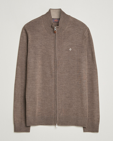 Morris Merino Full Zip Cardigan Brown – Marron