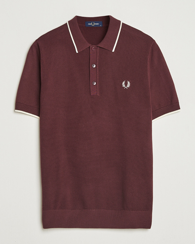 Fred Perry Pique Knitted Tipped Polo Oxblood – Rouge