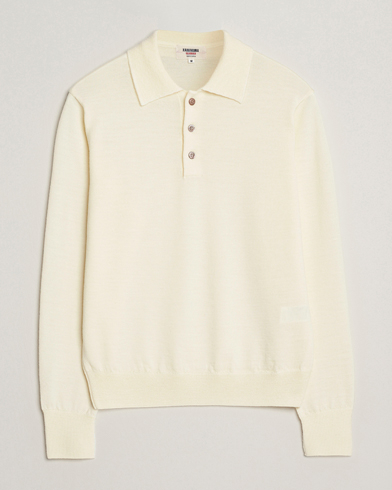 Kamakura Shirts Long Sleeve Knitted Polo Off White – Blanc