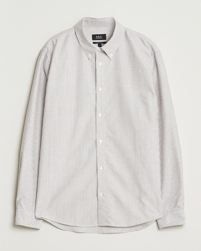 A.P.C. Greg Striped Oxford Shirt Burgundy/White – Blanc