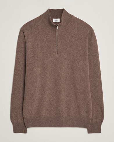 Morgano Wool/Cashmere Half-Zip Brown – Marron