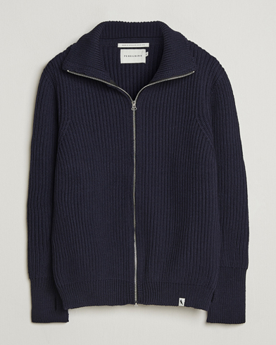 Peregrine Fisherman Merino Zip Cardigan Navy – Bleu