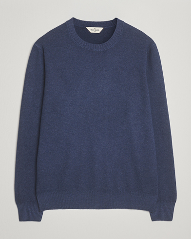 Gran Sasso Wool/Cashmere Washed Crew Neck Navy Melange – Bleu